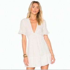 Privacy Please deep v plunge neckline ruffle mini dress